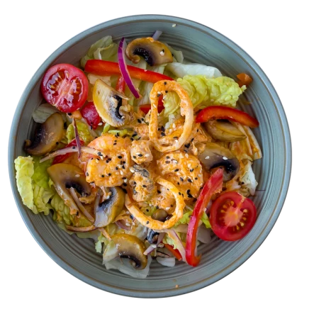 Салат с морепродуктами в соусе том-ям