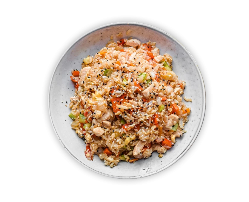 Тяхан с курицей и овощами 