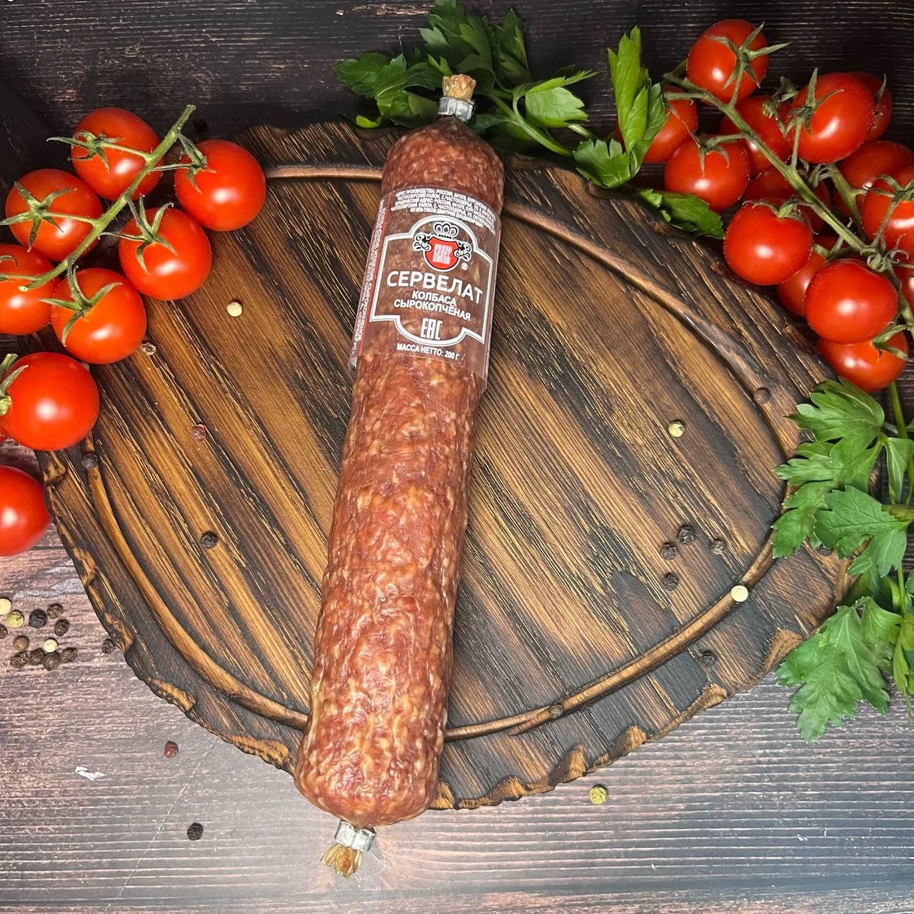 Колбаса сырокопчёная "Сервелат"