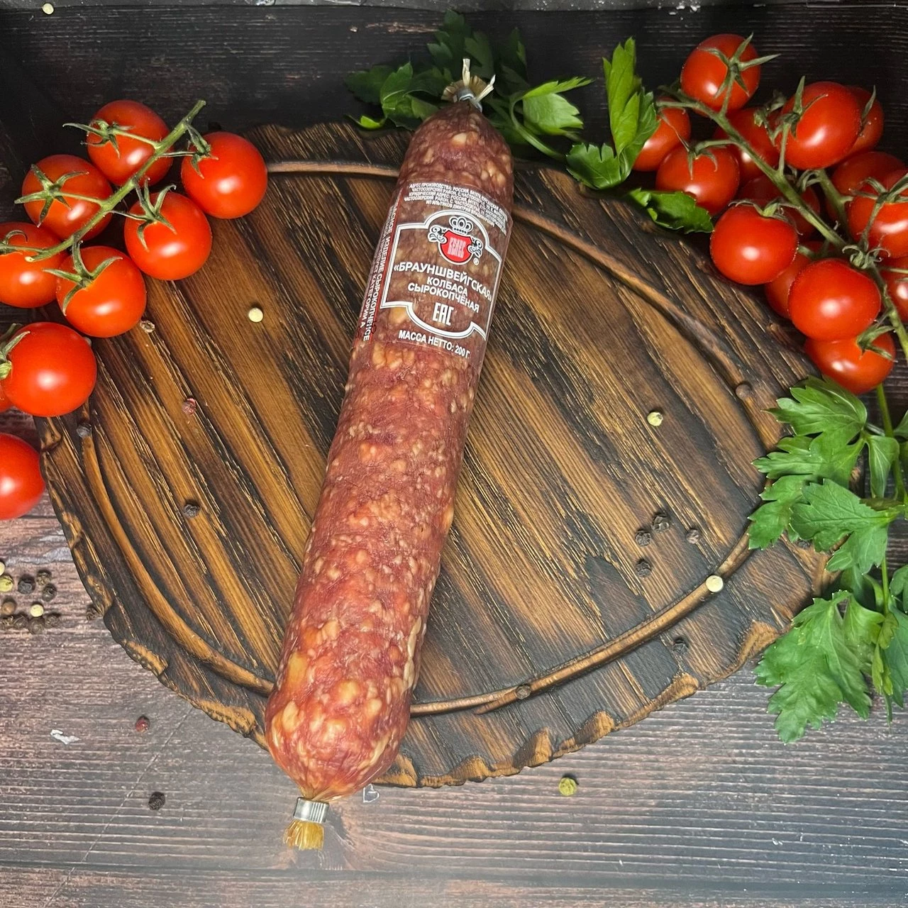 Колбаса сырокопчёная "Брауншвейгская"