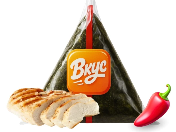 С цыпленком острый онигири