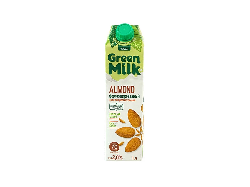 Молоко растителное ячменно-нутовой основе «GreenMilk» миндальное 1л.