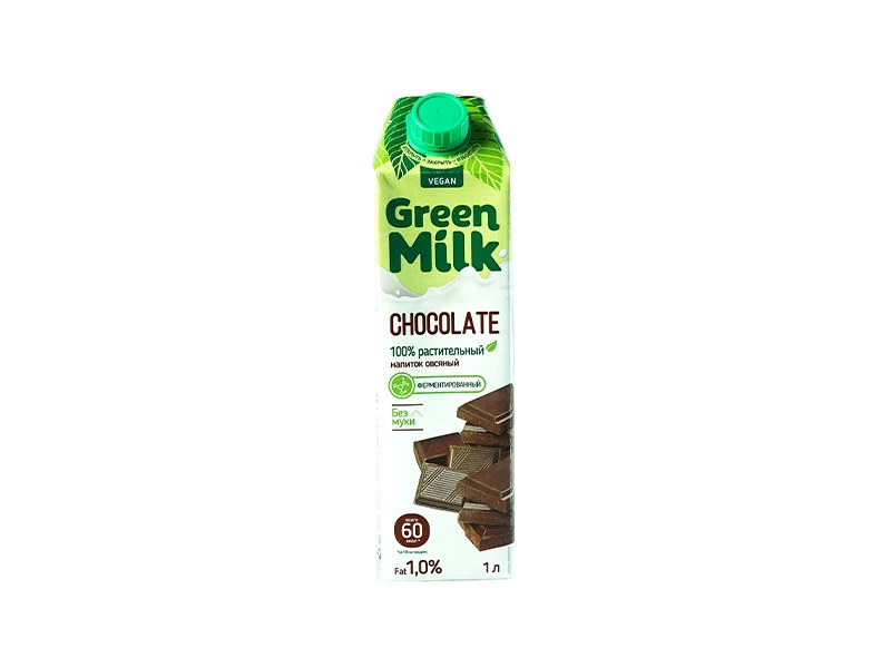 Молоко растительное на овсяной основе «GreenMilk» шоколадное 1л.