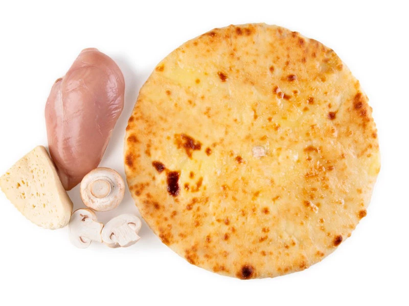 Пирог с курицей, сыром и грибами