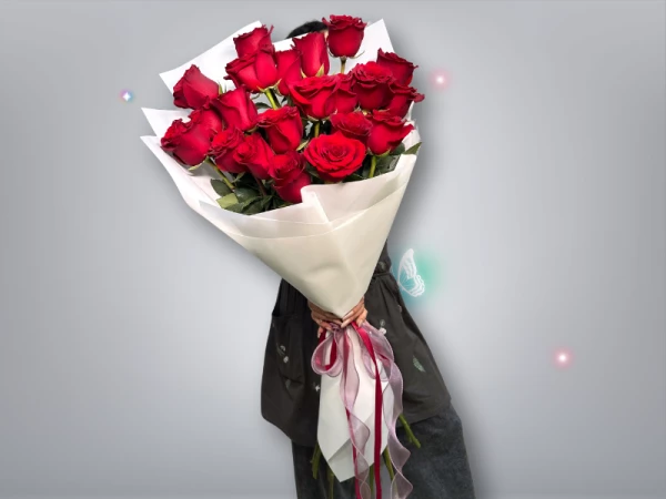 21 высокая красная роза