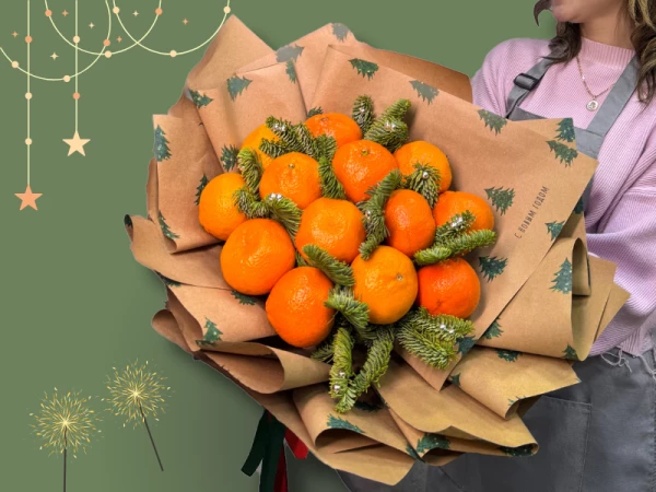 Букет с апельсинами и нобелесом