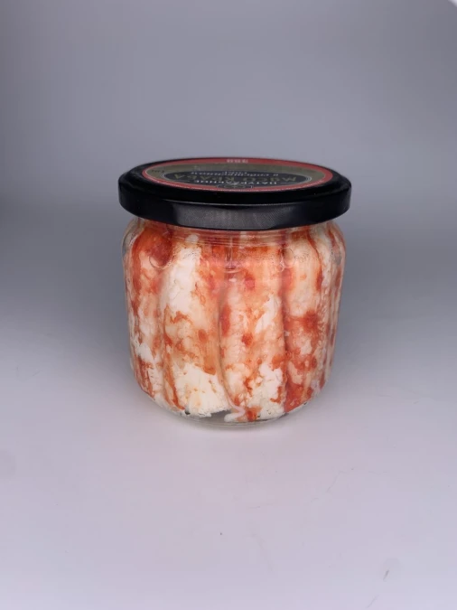 МЯСО КРАБА (ФАЛАНГА) В СОБСТВЕННОМ СОКУ. СТЕКЛЯННАЯ БАНКА.