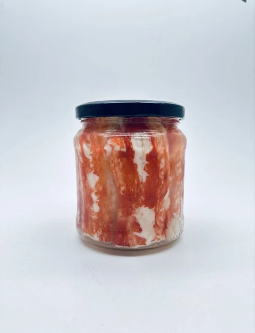 Мясо краба (фаланга) в собственном соку. Стеклянная банка.