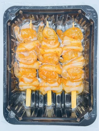 Шашлычки креветка с кальмаром на горячих углях