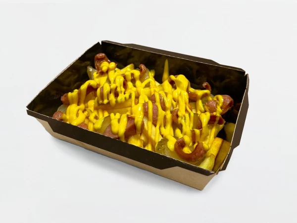 Бокс с Картошкой и Охотничьими колбасками 235 гр.