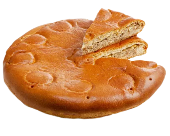 Пирог с мясом, луком и яйцом