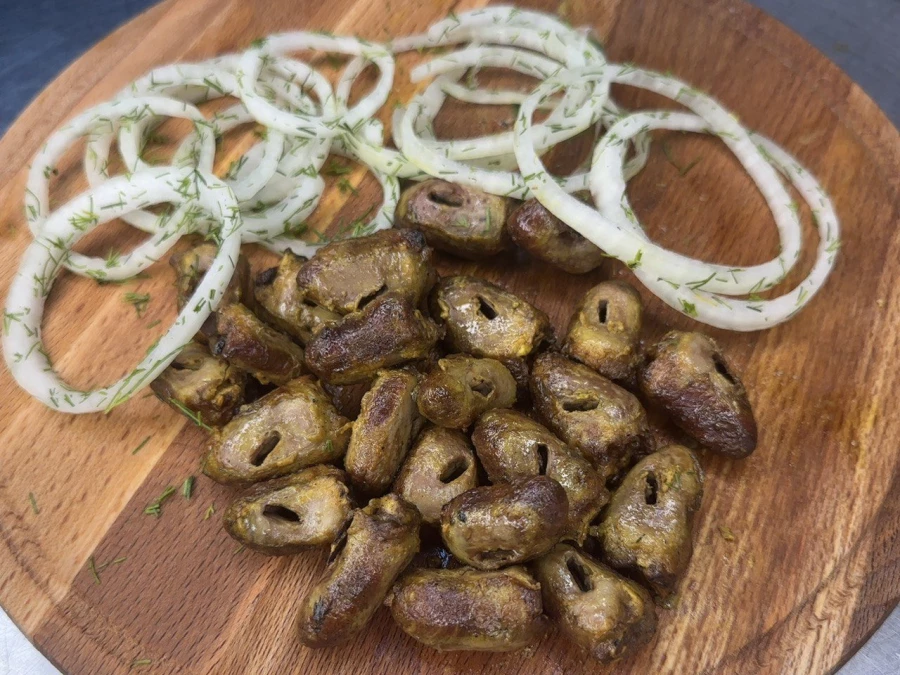 Шашлык из куриных сердечек