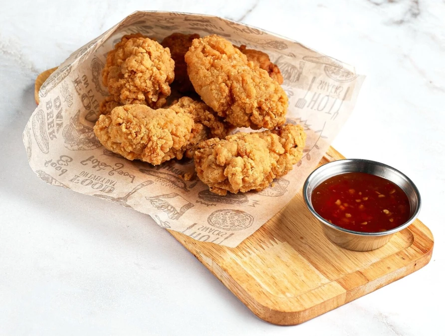 Куриные крылышки фри в панировке с соусом на выбор