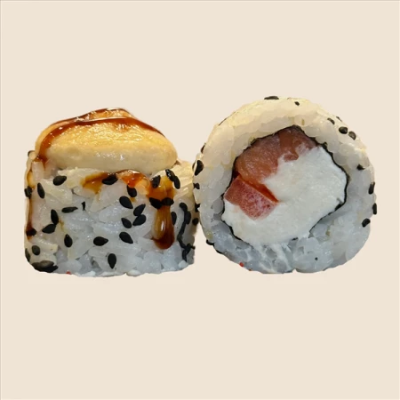 Запеченный с копченым лососем и томатом