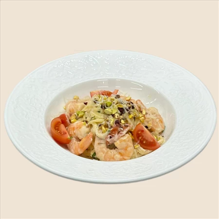 Спагетти "С тигровыми креветками"