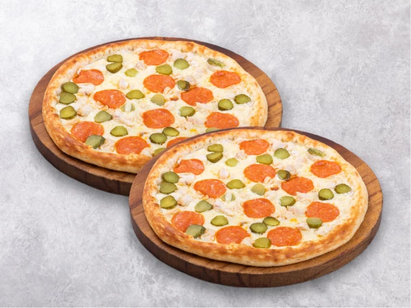 Пицца с курицей и пепперони 1+1 25 см.