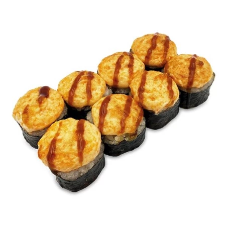 Лосось и креветка запеченный ролл