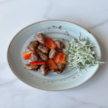 Шашлык куриные сердечки с перцем