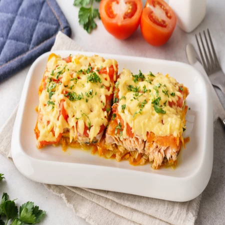 Горбуша запеченная с овощами 100г