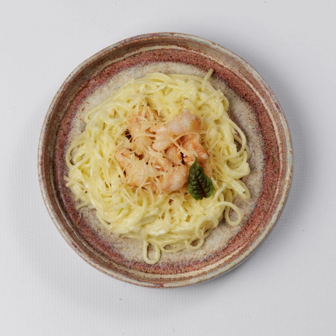 Сливочный пшеничный удон с креветкой150гр