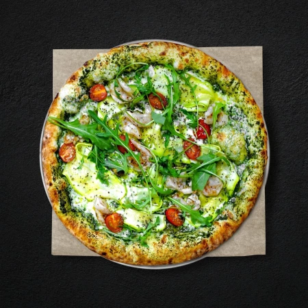 С королевскими креветками пицца