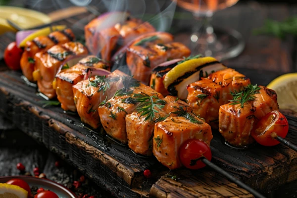 шашлык из лосося на мангале