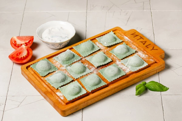 Равиоли с крабом и креветкой 