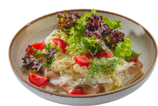 Брускетта страчателла / Скрэмбл трюфель/ Томаты