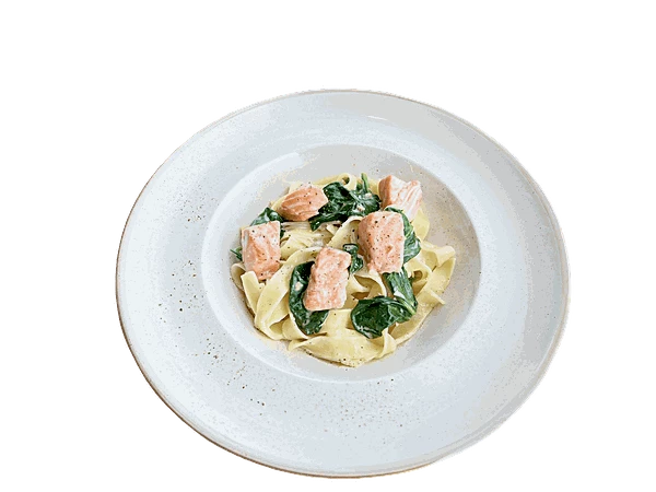 Паста с лососем и шпинатом