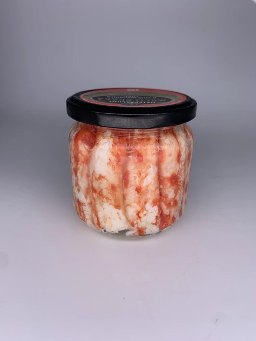 Мясо Камчатского краба (фаланга) в собственном соку, стеклянная банка 350 гр.