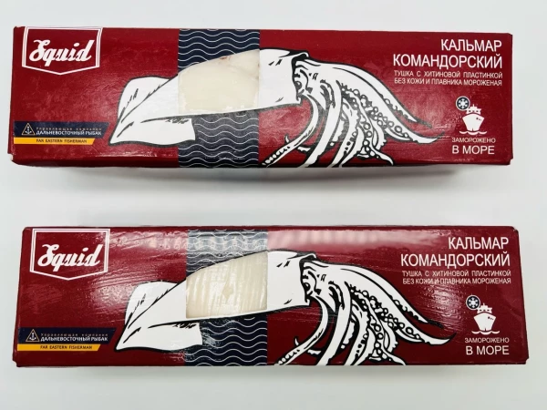 Кальмар командорский,очищенный тушка.