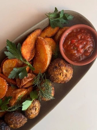 ПМ Шашлык из шампиньонов с картофелем по-деревенски