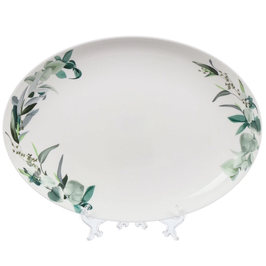 Блюдо стеклокерамика, овальное, 24х33 см, Эвкалипт, Daniks, LPKYP130/K2301