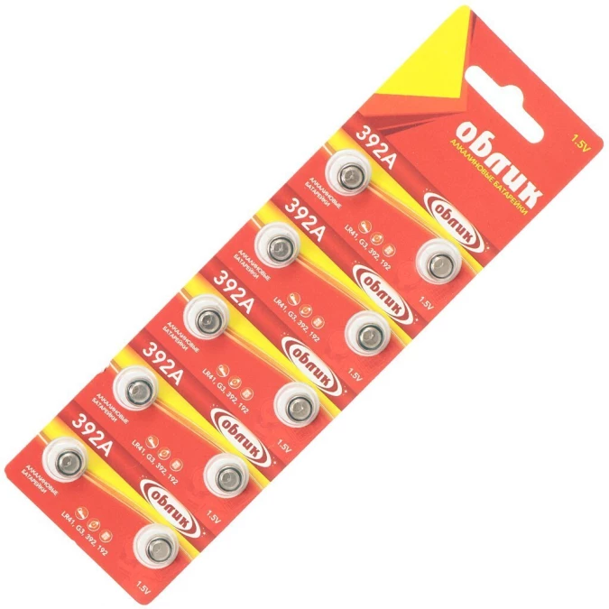 Батарейка Облик, LR41 (392A, G03), Alkaline, щелочная, 1.5 В, шт.