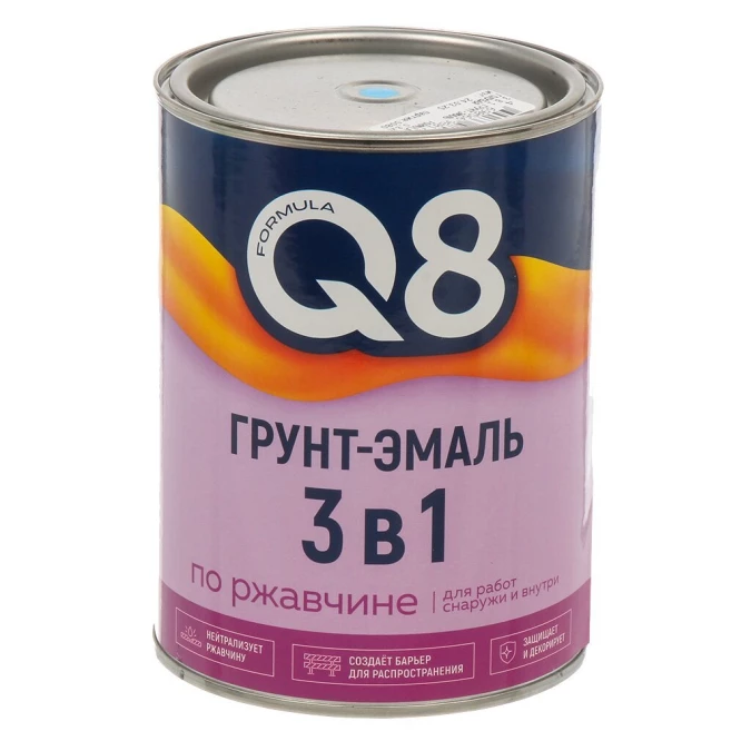 Грунт-эмаль Formula Q8, по ржавчине, алкидная, голубая, 0.8 кг
