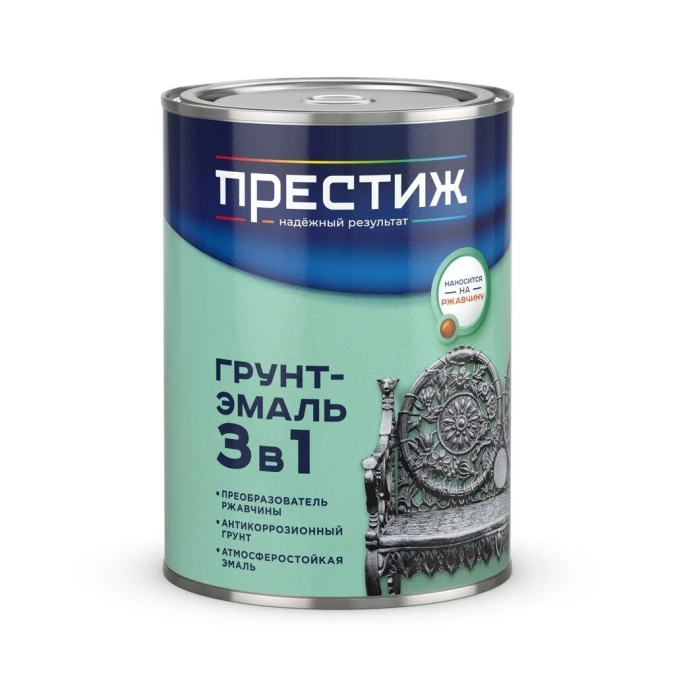 Грунт-эмаль Престиж, по ржавчине, алкидная, коричневая, 0.9 кг