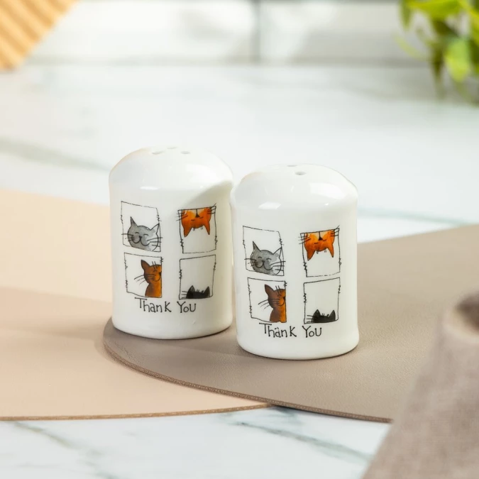 Набор для специй доломит, 2 шт, 5.6х5.6х8 см, Daniks, Cats