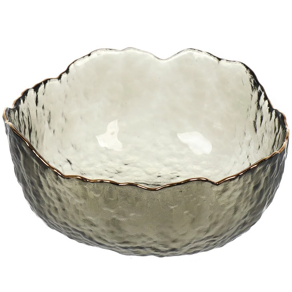 Салатник стекло, круглый, 16х7 см, 0.71 л, отвод золотом, Графит, Y6-10083