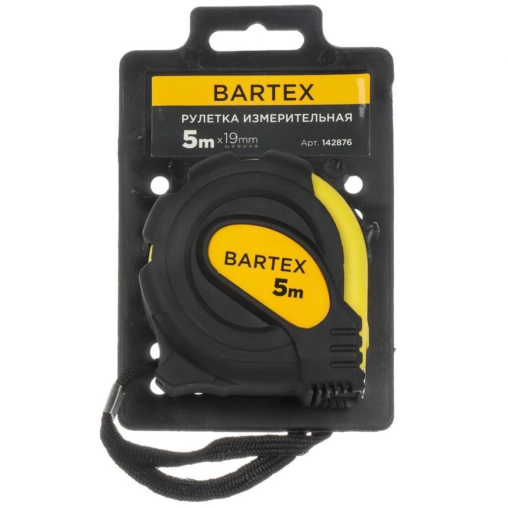 Рулетка 5 м, обрезиненный пластик, 19 мм, с фиксатором, Bartex, JB-47/05