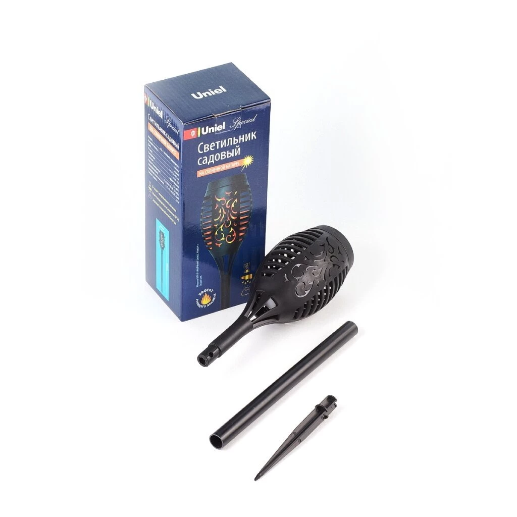 Фонарь садовый Uniel, Small Torch-1 USL-S-184/PM495, на солнечной батарее, грунтовый, пластик, 7.5х49.5 см