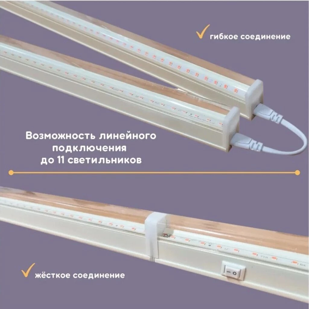 Светильник светодиодный для растений и рассады, 9 Вт, 230 В, IP20, белый, Ultraflash, Фито, LWL-2014-04CL