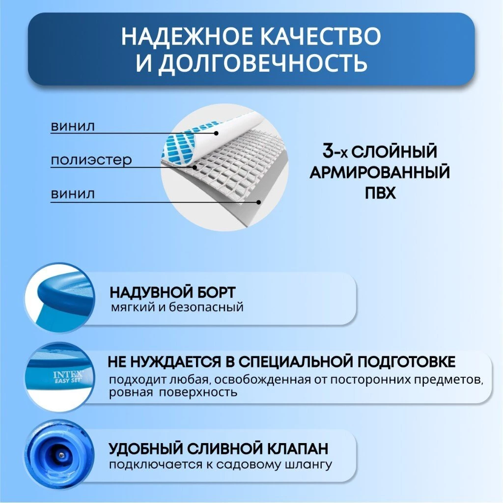 Бассейн надувной Intex, 366х76 см, Easy Set, 28132NP, фильтр-насос, 5621 л