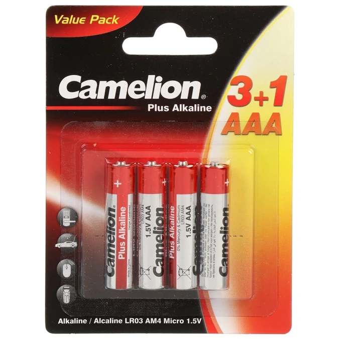 Батарейка Camelion, ААА (LR03-BP), Alkaline Plus, алкалиновая, 1.5 В, 15544, шт.