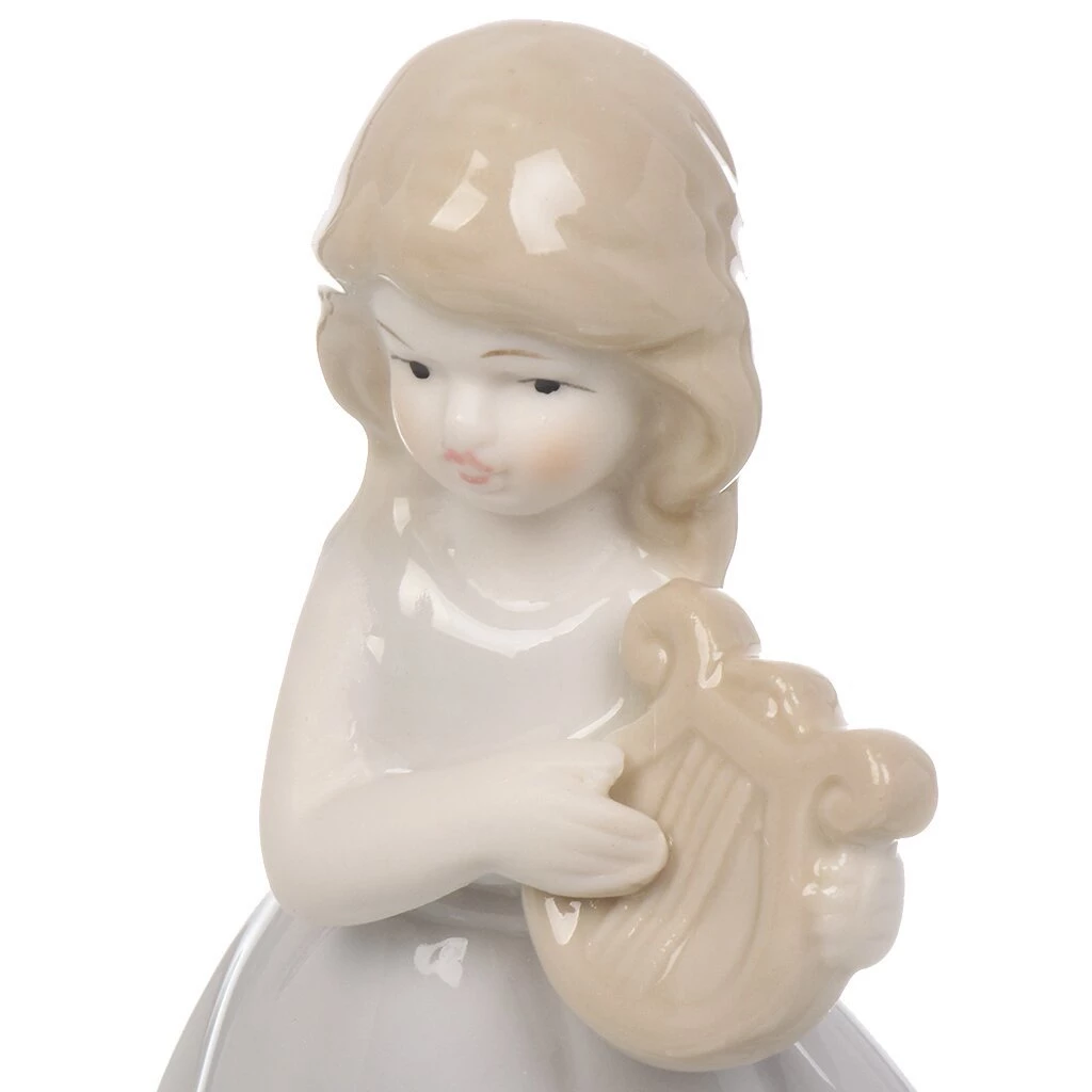 Фигурка декоративная керамика, Девочка со скрипкой, 6х12 см, белая, A020176