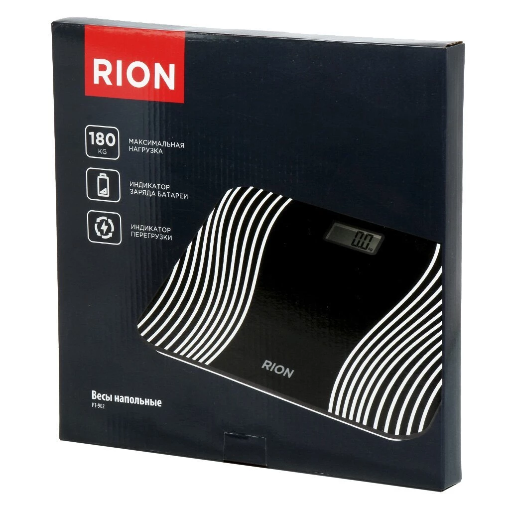 Весы напольные электронные, Rion, РТ-902, стекло, до 180 кг, 28х28 см, LCD-дисплей