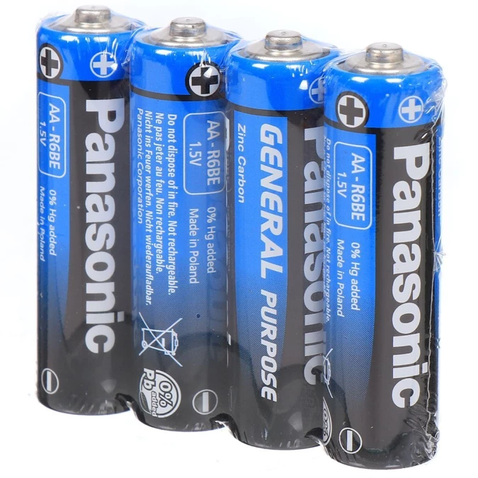 Батарейка Panasonic, АА (R6, 15D), General Purpose, солевая, 1.5 В, шт.