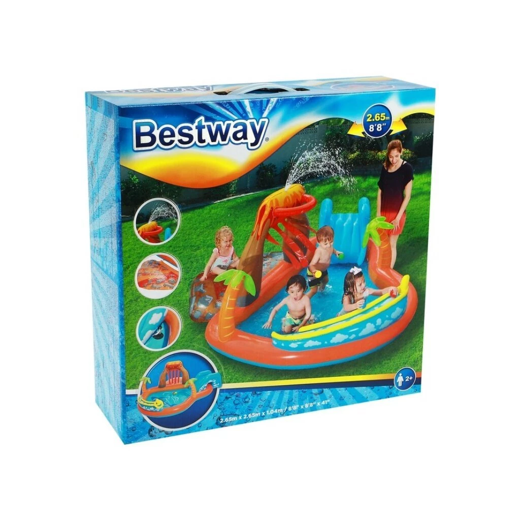Игровой центр-бассейн Bestway, 265х265х104 см, Вулкан, 53069, 208 л, горка, принадлежности для игр, от 2 лет