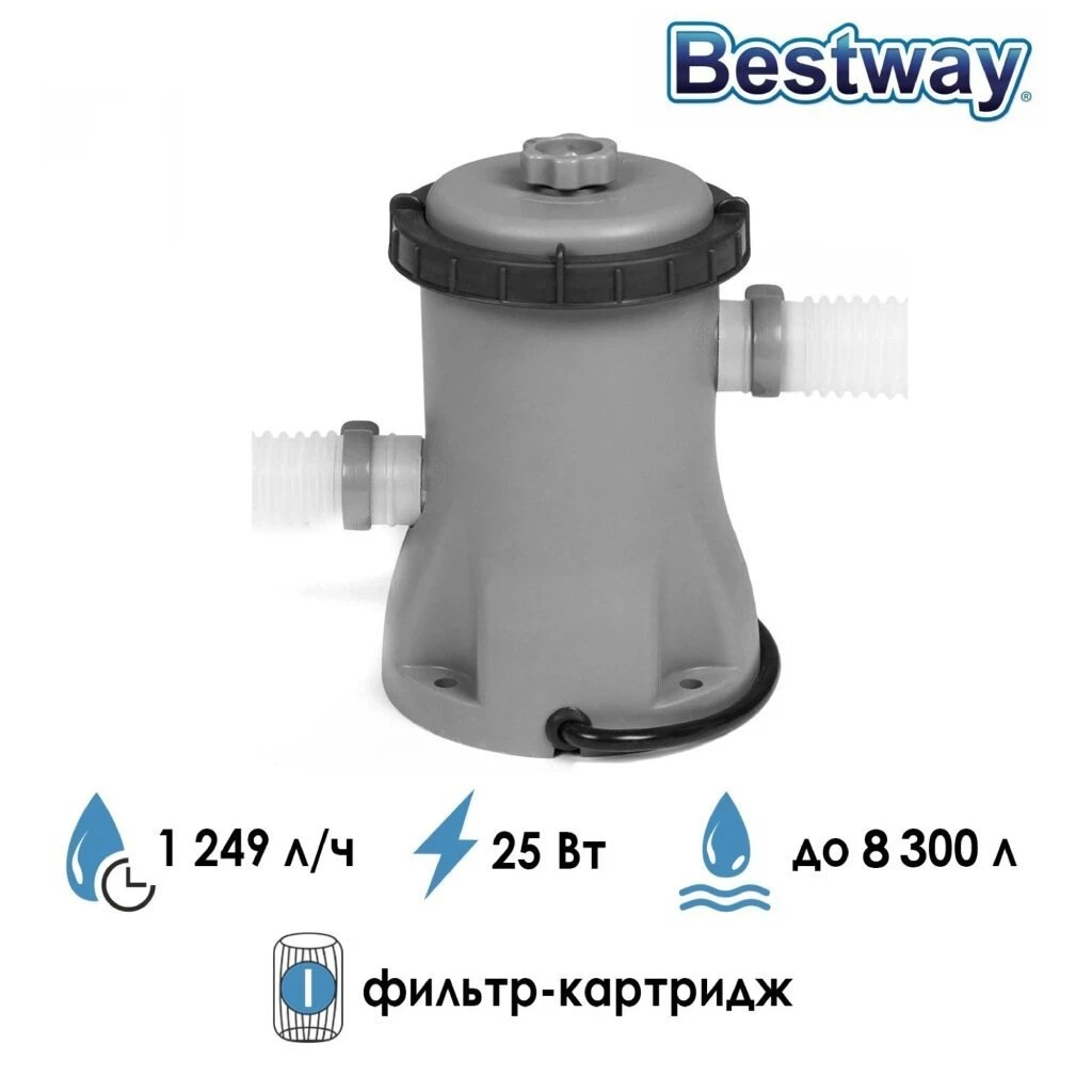 Фильтр-насос для бассейна 1249 л/ч, подходит картридж 58093, Bestway, 58381BW