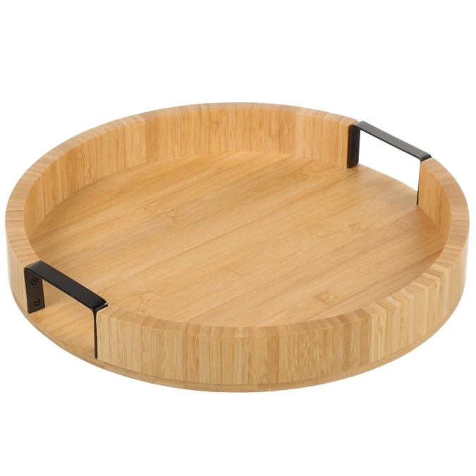 Поднос бамбук, 38.7х5.3 см, круглый, с ручками, ST01438B1