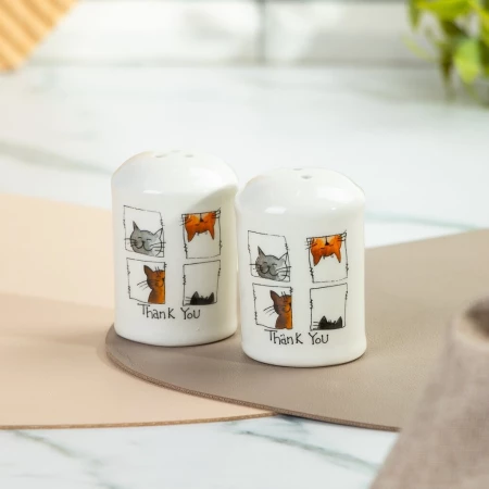 Набор для специй доломит, 2 шт, 5.6х5.6х8 см, Daniks, Cats